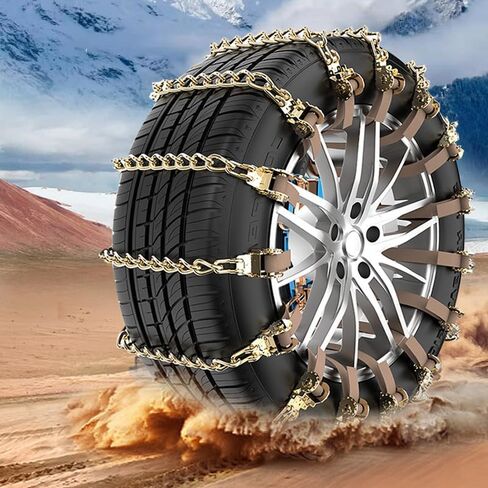 مجموعة من 10 قطع من سلاسل الإطارات، سلاسل الثلج لشاحنات بيك اب سيارات الدفع الرباعي، سلسلة جر الإطارات سريعة التركيب وسهلة التركيب، كابلات ثلج سميكة مضادة للانزلاق في حالات الطوارئ قابلة للتعديل (155-265 مم) in Kuwait