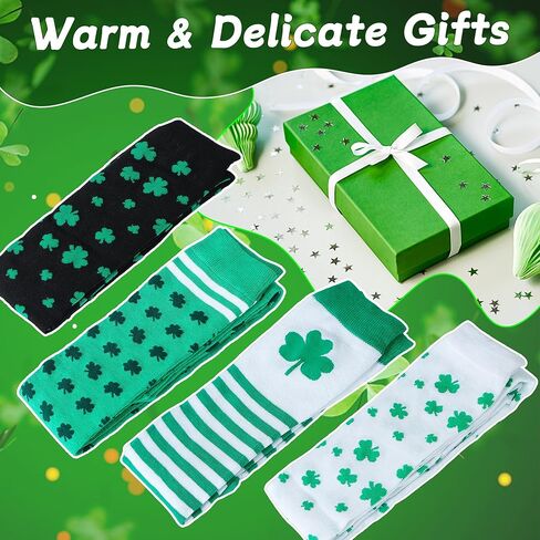 St. Patrick Day Socks Shamrock Striped Long Compression Socks for Women Irish Green Holiday Over the Knee High Socks in Saudi Arabia