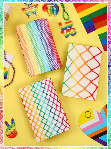 Rainbow Fishnet Tights for Women, 3 Pairs Rainbow Fishnet Socks with Small, Medium Large Fishnet Sizes for LGBTQ+ Pride Halloween Funky Style Parties Raves Festivals in Saudi Arabia