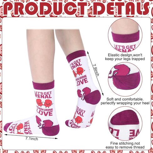 Newcotte 6 Packs National Kidney Month Socks Nephrology Transplant Gifts for Nephrologist Urology Dialysis Nurse Kidney Care Appreciation Gifts CKD Awareness Renal Present in Saudi Arabia
