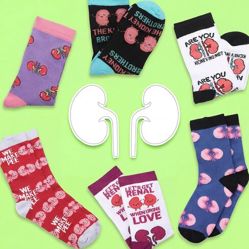 Newcotte 6 Packs National Kidney Month Socks Nephrology Transplant Gifts for Nephrologist Urology Dialysis Nurse Kidney Care Appreciation Gifts CKD Awareness Renal Present in Saudi Arabia