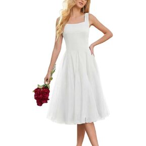 المرأة ميدي تول الصيف فساتين لحضور الحفلات الموسيقية Smocked شبكة منتفخة الزفاف الرسمي ضيف وصيفة الشرف كوكتيل حزب ثوب in Kuwait