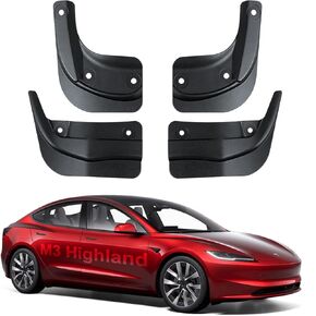 Tesla Model 3 Highland Mud Flaps for 2024 2025 2026 - No Drill Accessories with Military Grade Protection for All Weather & Road Trips in Saudi Arabia