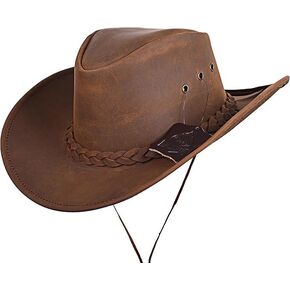 Leather Cowboy Hat for Men Women Lightweight Handcrafted Western Shapeable Wide Brim | Western Hats for Men in Kuwait