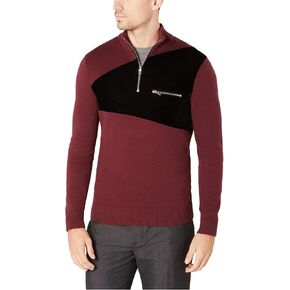 INC Mens Sweater Burgundy 1/2 Zip Mock-Neck Ribbed Knit Red XL in Saudi Arabia