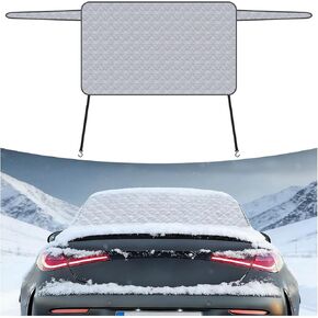 Magnetic Car Rear Windshield Cover, 54'' × 31'' Automotive Back Windscreen Snow Ice Guard Cover with 2 Elastic Hooks, Winter Universal Vehicle Window Frost Protector Accessories (White) in Saudi Arabia