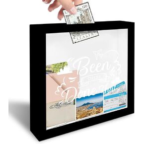 8" x 8" Black Travel Shadow Box Frame - Been There Done That - Travel Wooden Display Memory Saver with Slot for Tickets, Keepsake - Gifts & Decorations for Family & Friends - A07 in Saudi Arabia