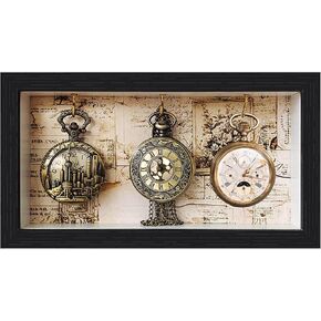 Pocket Watch Shadow Box Photo Frame, 3-Pocket Watch Display case- Keychain Display Box Also Holds a Fishing Lure or Pocket Watch - Keychain Collection displays for Home and Kitchen. in Saudi Arabia