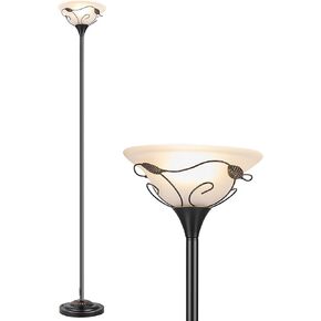 VONLUCE Torchiere Floor Lamp with Side Reading Light, 3-Way Switch Combo Antique Bronze Mother Daughter Floor Lamp with Glass Shade, 71" Desk Floor Lamp for Living Room Corner Bedroom Home Office in Kuwait