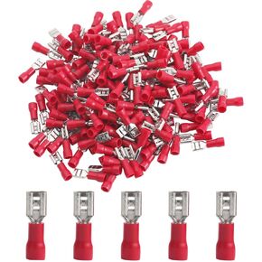200PCS Insulated Vinyl Female Spade Connector,Quick Disconnect 6.3mm 1/4" Electrical Wire Connectors 16-14AWG Crimp Terminal in Saudi Arabia