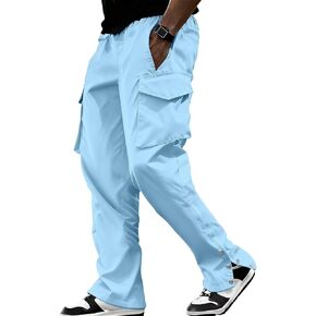 Men's Casual Cargo Pants Workout Joggers Lightweight Sweatpants Hiking Drawstring Tactical Pants with Multi Pockets in Saudi Arabia
