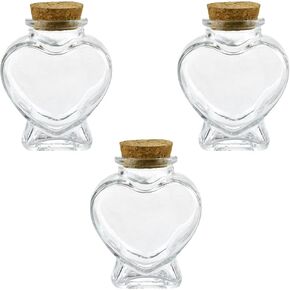3 قطع من الجرار الزجاجية على شكل قلب مع أغطية الفلين، حاوية صغيرة لطيفة سعة 2.7 أونصة، زجاجات زجاجية صغيرة لمشاريع الحرف الفنية التي تصنعها بنفسك، لوازم حفلات الديكور في عيد الحب وعيد الأم in Kuwait
