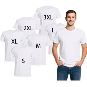 6 PCS Unisex White Polyester Sublimation Blank T-Shirts, Crew Neck Short Sleeve Bulk Wholesale Sublimation Blanks for Heat Transfer and DIY Gifts in Saudi Arabia