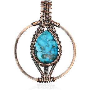 Copper Wire Wrapped Pendant Handmade Jewelry Gemstone Copper Pendant Jewlery For Gift Round Shape (Turquoise) in Saudi Arabia