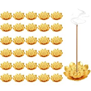 30 قطعة من هدايا ديوالي، حامل بخور اللوتس، هدايا الإرجاع الهندية لمجموعة بوجا، حامل أعواد بخور اللوتس الذهبي in Kuwait