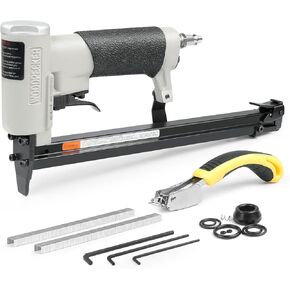 دباسة تنجيد هوائية من WOODPECKER NL7116 مع مجلة ممتدة، دبابيس تاج مقاس 22 مقاس 3/8 بوصة، مسدس دبابيس هوائي من سلسلة 71 للأعمال الخشبية، من 1/4 بوصة إلى 5/8 بوصة in Kuwait