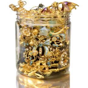 Gift-Ready Light Gothic&Witchy Mystery Jewelry Jar – 30pcs Gold&Black Surprise Costume Jewelry Set Unique Anniversary Birthday Friendship Gift for Her in Kuwait