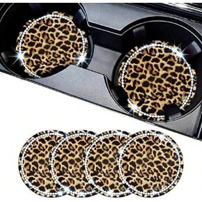 قواعد أكواب السيارة الفهد لحاملات الأكواب، 4 عبوات من السيليكون حامل أكواب السيارة الفهد، قواعد حامل أكواب عالمية غير قابلة للانزلاق مقاس 2.75 بوصة، ملحقات داخلية للسيارة للنساء (أصفر) in Kuwait