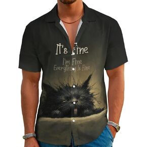 Funny Hawaiian Shirt for Men Novelty Cartoon Casual Short Sleeve Tops Summer Tropical Vacation Button Down Shirt in Saudi Arabia