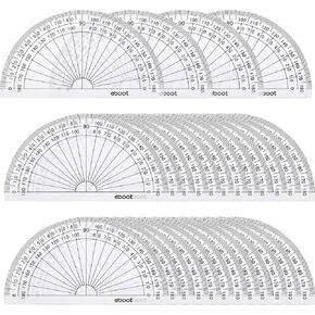 eBoot 28 Pack Clear 180 Degree Plastic Protractors for Angle Measurement, 10 cm in Kuwait