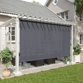 Outdoor Roller Shade 84" W x 96" H, Exterior Cordless Blinds with Splicing Design, UV Protection Roll Up Shade for Patio, Porch, Gazebo, Pergola, Grey in Saudi Arabia