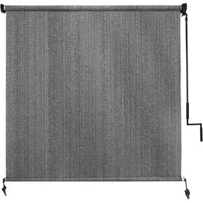 مظلة دوارة خارجية مقاس 8 بوصة عرض × 8 بوصة ارتفاع لاسلكية - ستائر خارجية قابلة للطي بتصميم ثنائي القطب مع قطعة واحدة من القماش بنسبة 90% من الأشعة فوق البنفسجية للفناء والفناء الخلفي والعريشة والشرفة، رمادي in Kuwait