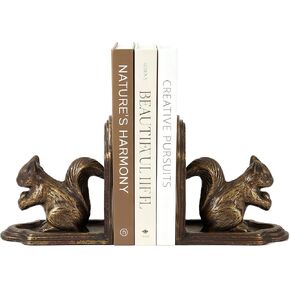 مساند كتب سنجاب من الحديد الزهر، سدادات كتب مزخرفة عتيقة شديدة التحمل للأرفف، مساند كتب حيوانات بلمسة نهائية برونزية عتيقة للمكتب والمكتب وغرفة المعيشة والمزرعة والديكور الريفي in Kuwait