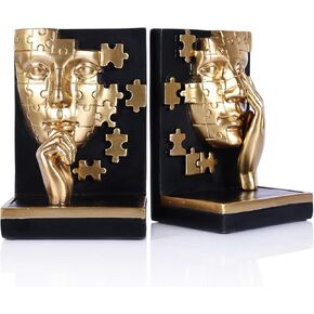 مجموعة دفاتر الوجه التجريدية الذهبية، دفاتر زخرفية لرف الكتب المفكر الحديث، ذهبي أسود رائع مع تصميم ألغاز، للأرفف، وإكسسوارات ديكور المكتب والمكتب المنزلي in Kuwait