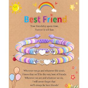 VGWON 2/3/4PCS Best Friend Matching Bracelets Hearted Beaded Bracelet for Women, Friendship Bracelets for Birthday and Graduation Gifts for Galentines gifts Valentine's Day Gift in Kuwait