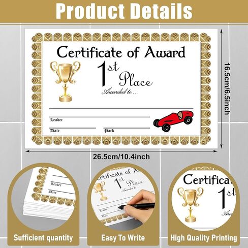 40 عبوة من شهادة جائزة ديربي، شهادات سيارات سباق خشبية مجمعة 10 أنماط لجائزة ديربي والتقدير والهدايا التي لا تُنسى في المدرسة والمكتب والمناسبات، 10.5 × 6.5 بوصة in Kuwait
