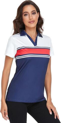 Women's Short Sleeve Golf Tennis Polo Shirts V Neck Collared Workout Tops in Saudi Arabia
