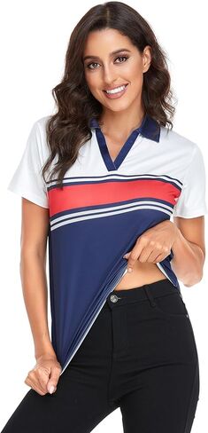 Women's Short Sleeve Golf Tennis Polo Shirts V Neck Collared Workout Tops in Saudi Arabia
