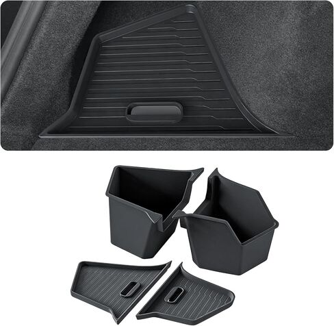 Custom Fit Trunk Storage Bins for Tesla Model Y Juniper 2025-2026 - Rear Cargo Organizer with Lids - TPE Waterproof & Odorless Car Interior Accessories in Saudi Arabia