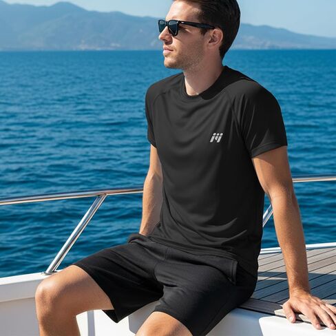 Men's Rash Guard Short Sleeve, UPF 50+ UV Sun Protection Swim Shirts, Quick Dry Lightweight Water Surf Beach T-Shirt in Saudi Arabia