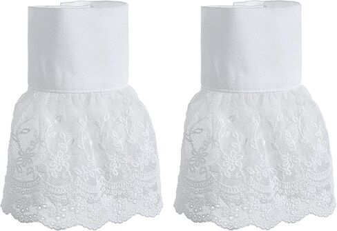 2pcs White Lace Wrist Cuff with Double-Button, Wrist Ruffles, Adjustable White Cuffs for Girl Women Wedding Party Sweater Clothing Accessories in Saudi Arabia