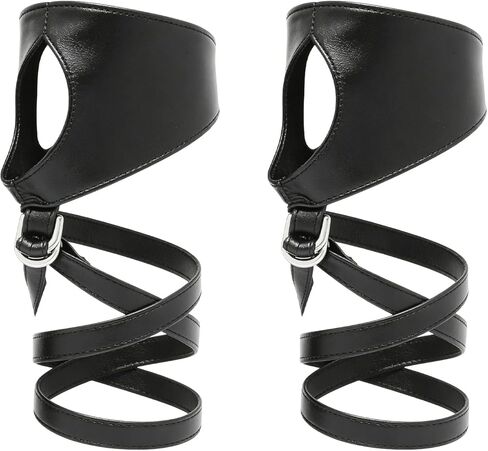 1 Pairs Punk Black PU Leather Fingerless Gloves Adjustable Strap Black Artificial Leather Biker Gloves Gothic Costume Accessories for Women in Saudi Arabia