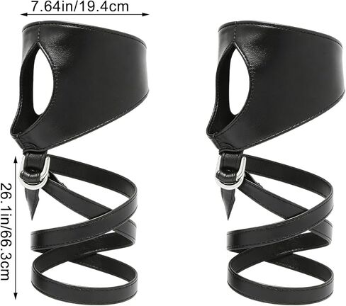 1 Pairs Punk Black PU Leather Fingerless Gloves Adjustable Strap Black Artificial Leather Biker Gloves Gothic Costume Accessories for Women in Saudi Arabia