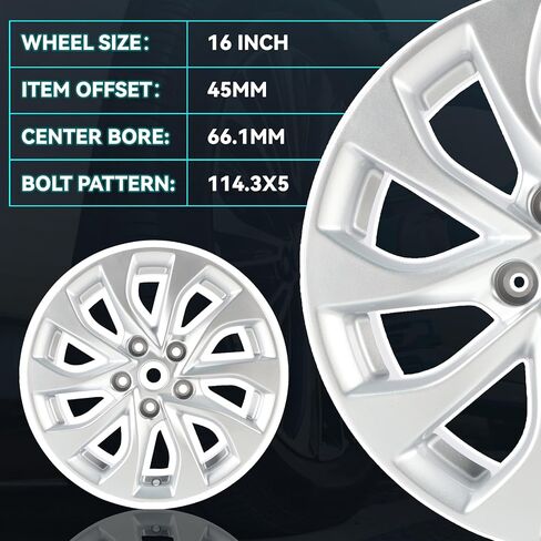 16Inch 16x6.5 inch Silver Replacement Aluminum Alloy Wheel Rims Fit for 2016 2017 2018 2019 Nissan Sentra, ALY62756U20N, Direct Fit Replacement OEM Wheel Rim in Kuwait