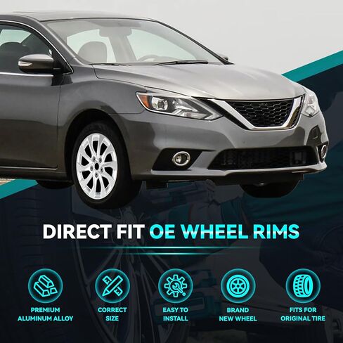 16Inch 16x6.5 inch Silver Replacement Aluminum Alloy Wheel Rims Fit for 2016 2017 2018 2019 Nissan Sentra, ALY62756U20N, Direct Fit Replacement OEM Wheel Rim in Kuwait