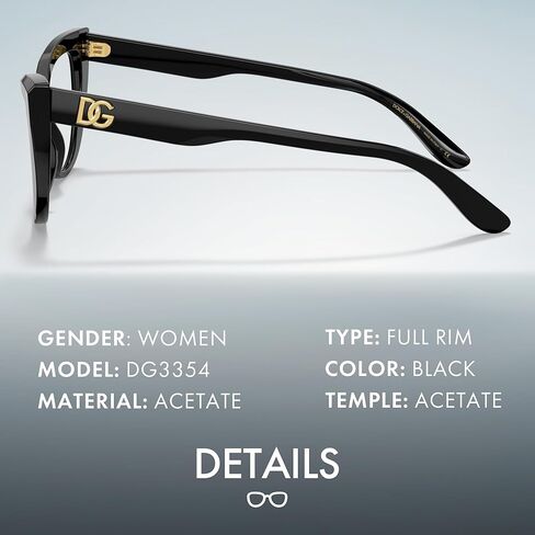 دولتشي آند غابانا DG3354 نظارة طبية من الأسيتات بشعار Cat Eye Crossed DG مع مجموعة نظارات فاخرة in Saudi Arabia