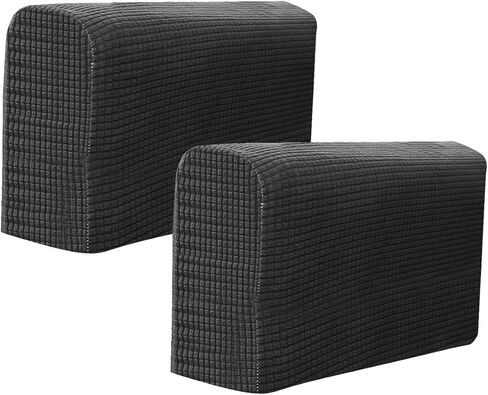 2 Pcs Couch Arm Covers Polyester Anti- Slip Armchair Cover for Chairs Sofa Stretch Furniture Protector Washable Black in Saudi Arabia