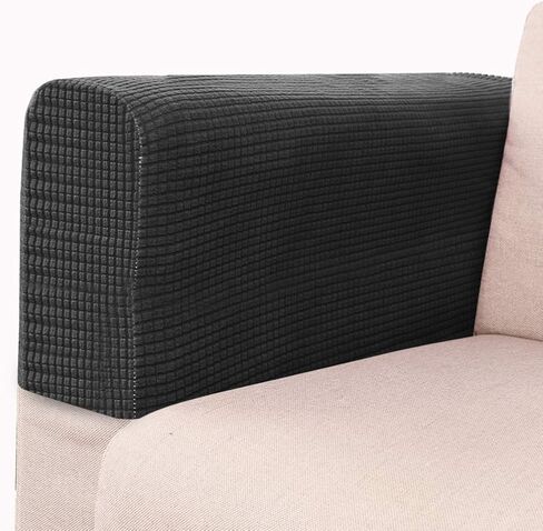 2 Pcs Couch Arm Covers Polyester Anti- Slip Armchair Cover for Chairs Sofa Stretch Furniture Protector Washable Black in Saudi Arabia
