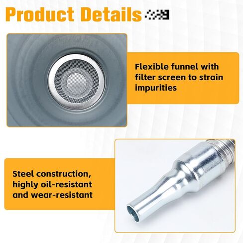 قمع عالمي مرن من الصلب شديد التحمل مقاس 24.8 بوصة مع فلتر - مناسب لشاحنة الدراجات النارية في السيارة - مثالي للزيوت والبنزين والديزل ومواد التشحيم والسوائل in Kuwait