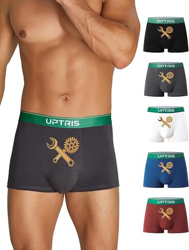 UPTRIS Mens Boxer Briefs Cotton Mens Underwear，Short Leg Stretch No Riding Up Cool & Breathable Boxer Brief for Men Multipack in Saudi Arabia