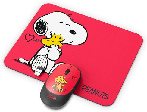 SOAR Peanuts Mouse & Mouse Pad Combo Red- Hug in Saudi Arabia