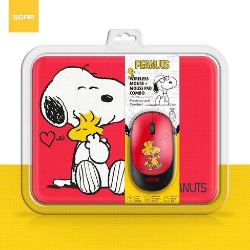 SOAR Peanuts Mouse & Mouse Pad Combo Red- Hug in Saudi Arabia