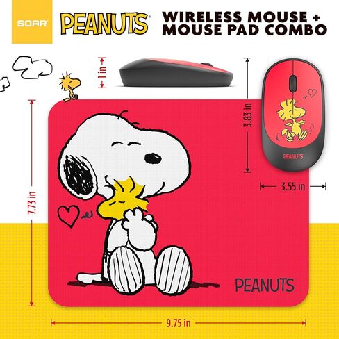 SOAR Peanuts Mouse & Mouse Pad Combo Red- Hug in Saudi Arabia