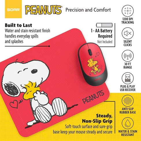 SOAR Peanuts Mouse & Mouse Pad Combo Red- Hug in Saudi Arabia
