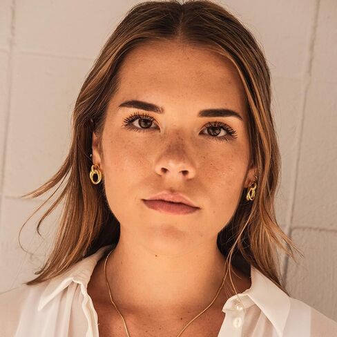 Linked Circle Stud Post Earrings | Interlocking Double Hoop Circle Earrings | Silver in Kuwait