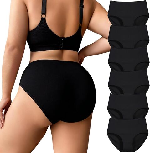 High Waisted Underwear for Women Full Coverage Women's Briefs Multi-pack Cotton Underwear Hipster Panties 6-Pack in Saudi Arabia